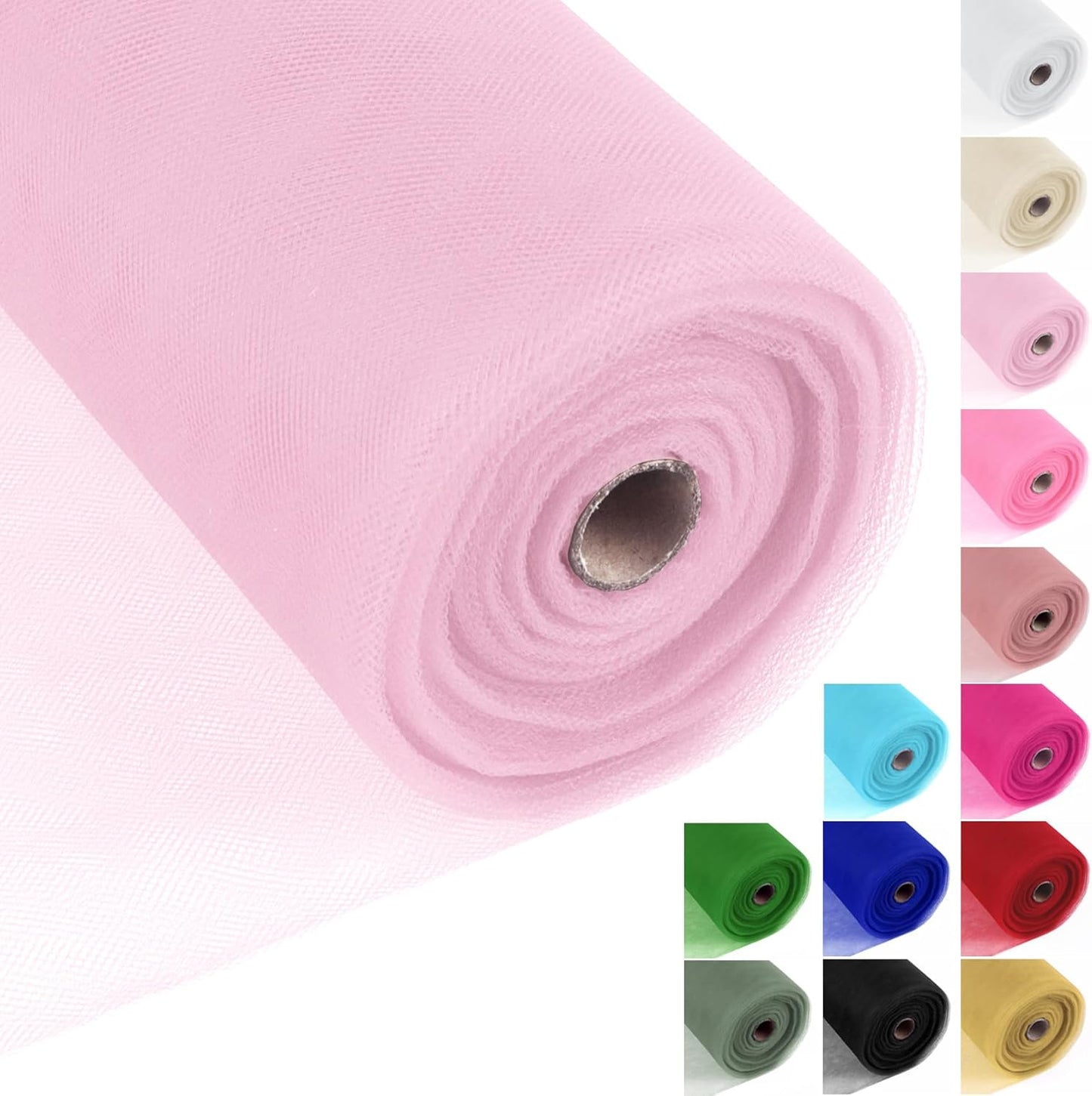Soft Pink Tulle Fabric Rolls 54 Inch x 40 Yards Large Mesh Tull Bolt for Wedding, Garden Netting, Tutu Skirt, Party Decoration and Craft Supplies