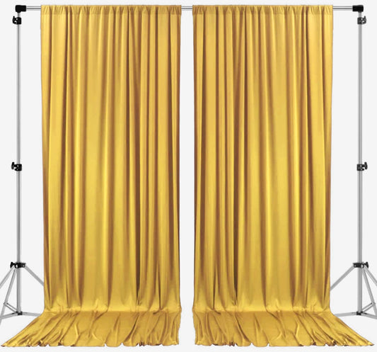 AK TRADING CO. 10 feet x 10 feet Mustard Gold Polyester Backdrop Drapes Curtains Panels with Rod Pockets - Wedding Ceremony Party Home Window Decorations