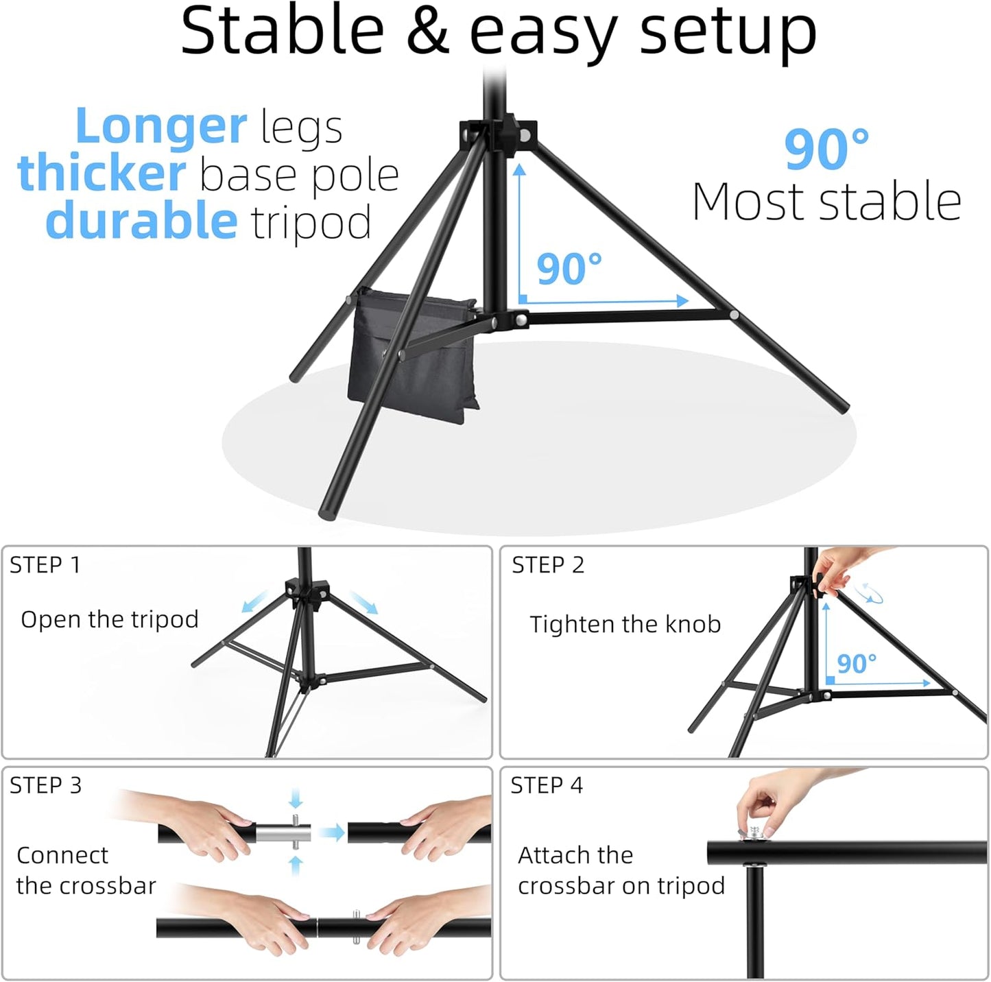 Photo Backdrop Stand 9ft x 10ft Photograhy Adjustable Background Stands Support Kit with Carry Bag for Photo Studio, Photoshoot, Parties, Photographic Equipments