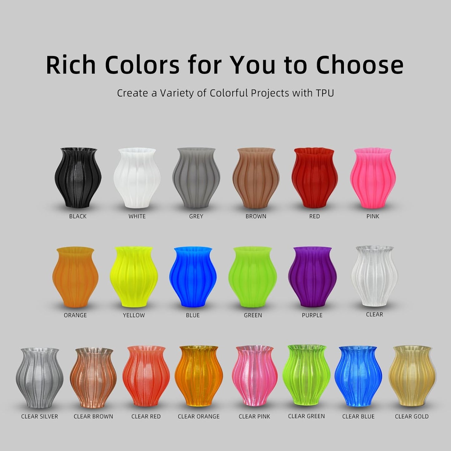 Geeetech TPU Filament 1.75mm, Shore 95A – Flexible 3D Printer Filament with High Elasticity, 1KG (2.2lbs) Spool, Dimensional Accuracy ±0.03mm, Fits Most FDM Printersl, Clear Orange