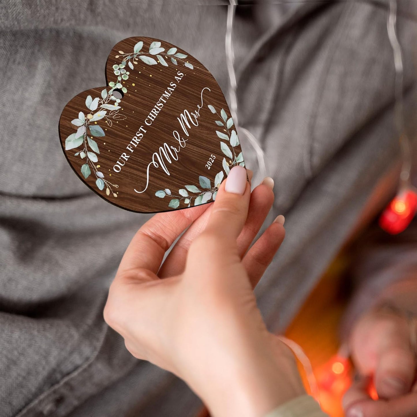 2025 First Christmas Married Ornament,First Year as Mr and Mrs Christmas Hanging Ornament Wedding Decoration for Couple