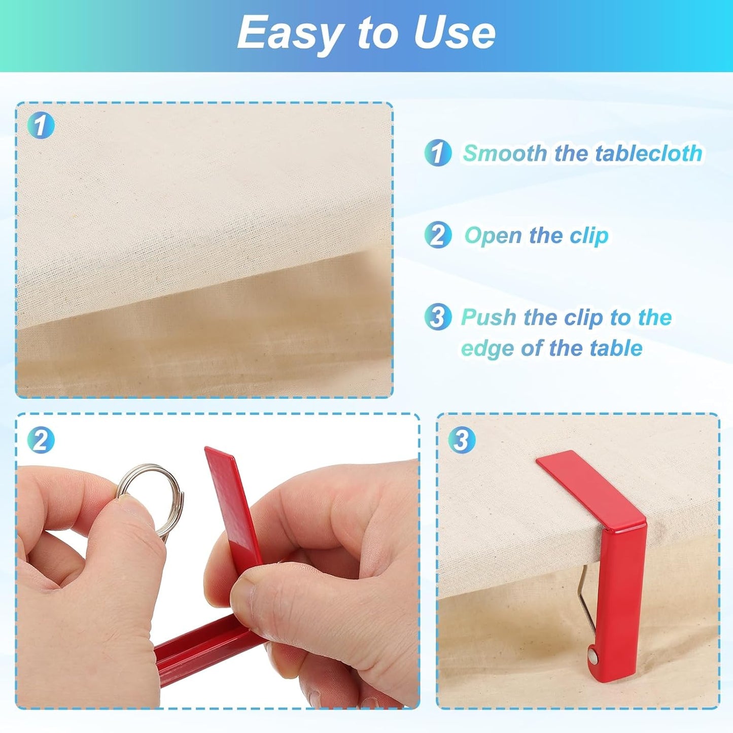 uxcell 4 Pack Tablecloth Clips, Stainless Steel Table Cloth Cover Clamps, 2.87" x 2.36" Windproof Holder Clips for Home Party Picnic Wedding Camping Dining Tables, Green