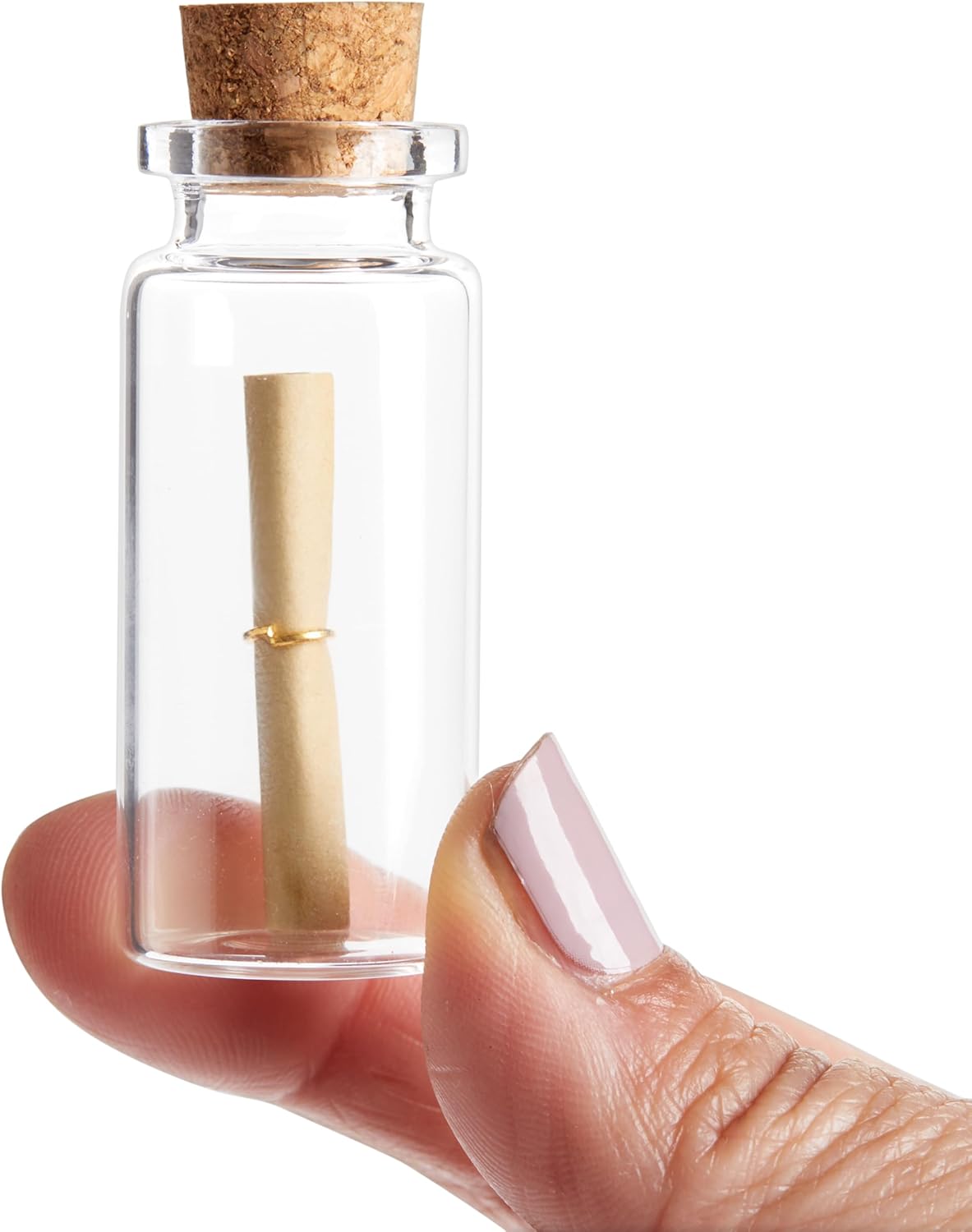 Bright Creations 48 Pack 10ml Create A Message In A Bottle Kit, Bulk Small Glass Cork Bottles with Mini Scrolls for Time Capsules, Wedding Favors