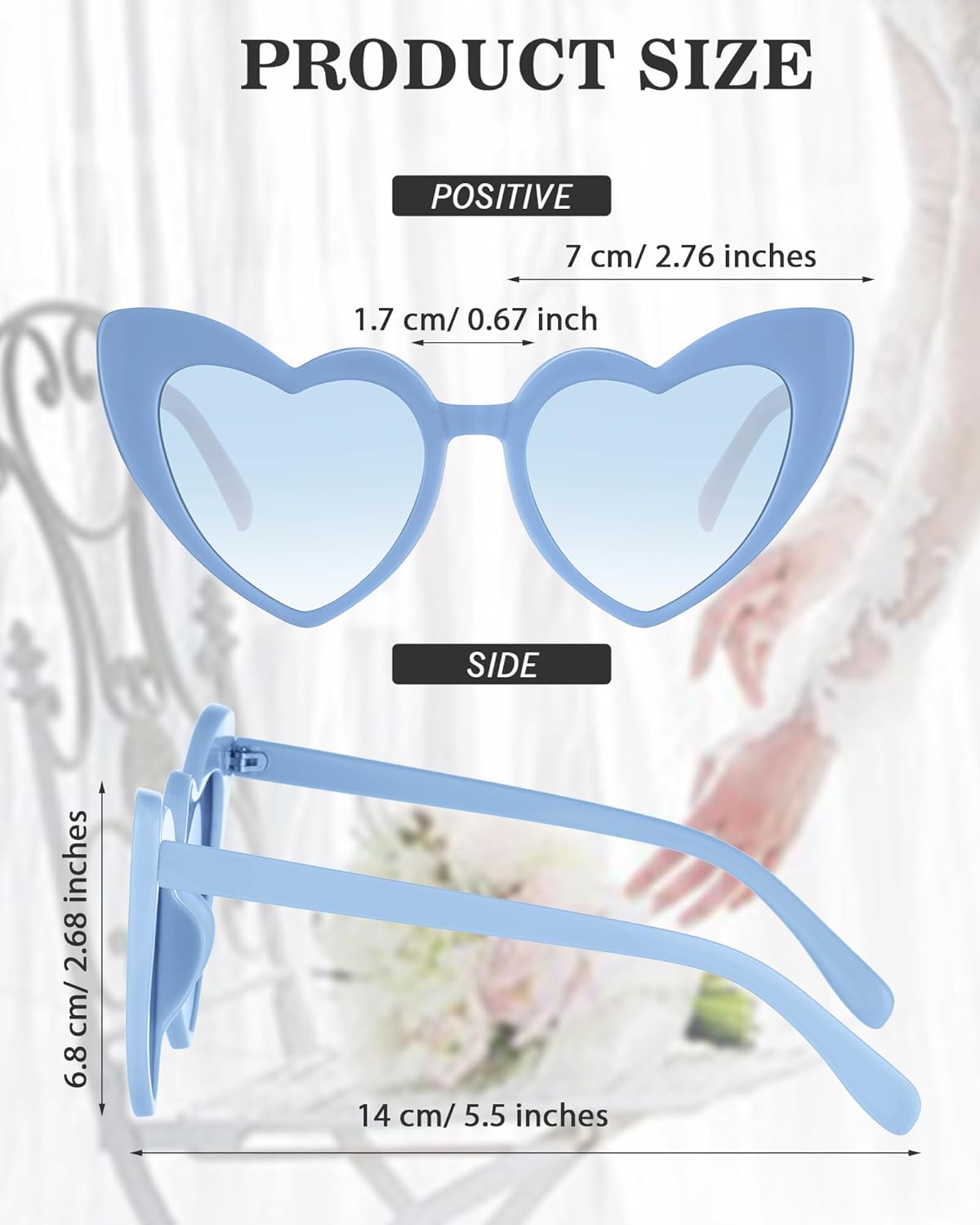 Flutesan 20 Pairs Retro Heart Sunglasses Vintage Cat Eye Heart Glasses Women Bachelorette Bride Sunglasses Bulk