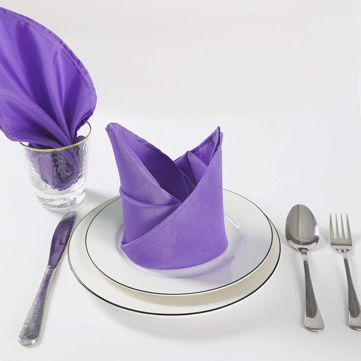 Cloth Napkins 20x20 inch Washable Polyester Dinner Napkins Soft Table Napkins for Wedding Party Dining Banquet(Purple,100PCS)