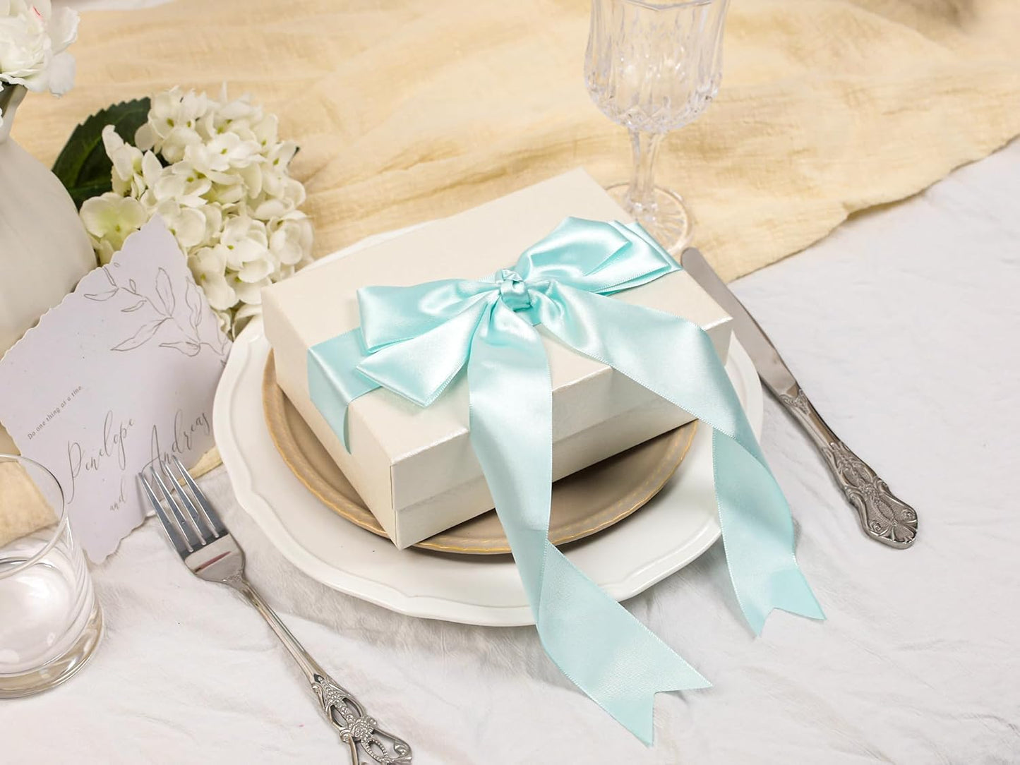 Light Blue Satin Ribbon 1-1/2 inch X Continuous 100 Yards, Single Face Polyester Ribbon Perfect for Gift Wrapping, Flower Bouquet, Wedding Decor, Crafts, Bow Making, Sewing and More