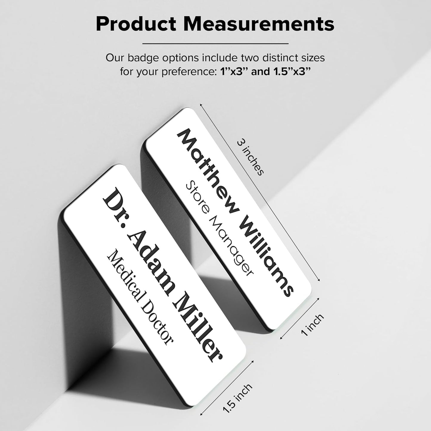 Name Tag, Magnetic White Name Tags, Personalized Name Tags, 1x3 Inches, Durable Engravable Impact Material, Made in The USA by My Sign Center