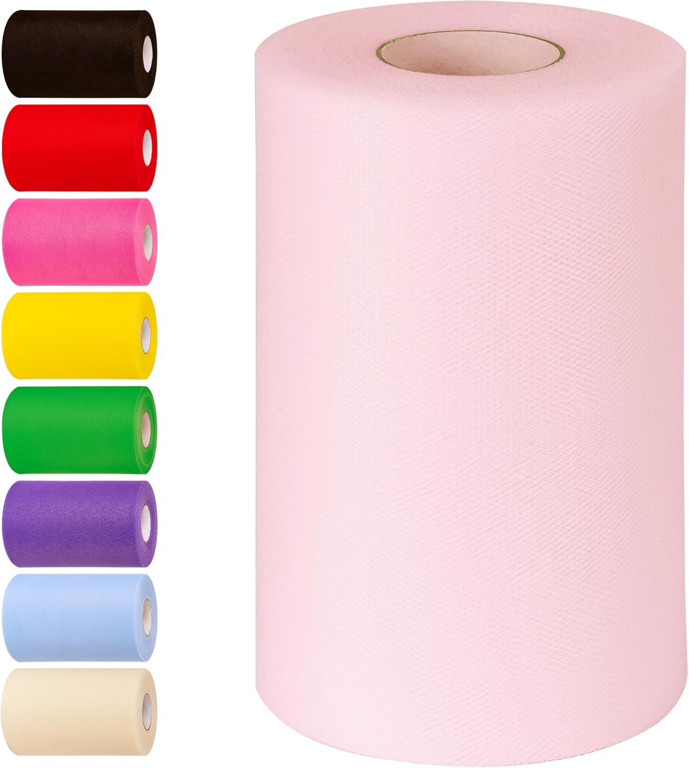 Light Peachy Tulle Fabric Rolls 6 Inch by 100 Yards (300 feet) Tulle Roll Spool Fabric for DIY Tutu Skirt Baby Shower Birthday Party Wedding Decorations Christmas Craft Supplies (Light Peachy)