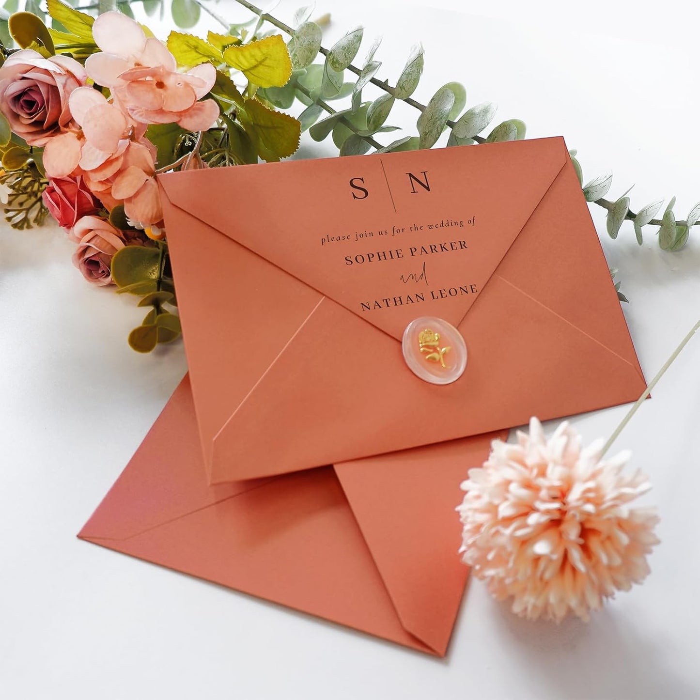 50 Pack 4x6 Envelopes Letter Size, Orange A4 Envelopes Self Seal for Wedding Invitation, Envelope 4.3x6.3 for Greeting Cards, Photos, Baby Shower, Graduation, Thank You Cards, Announcements