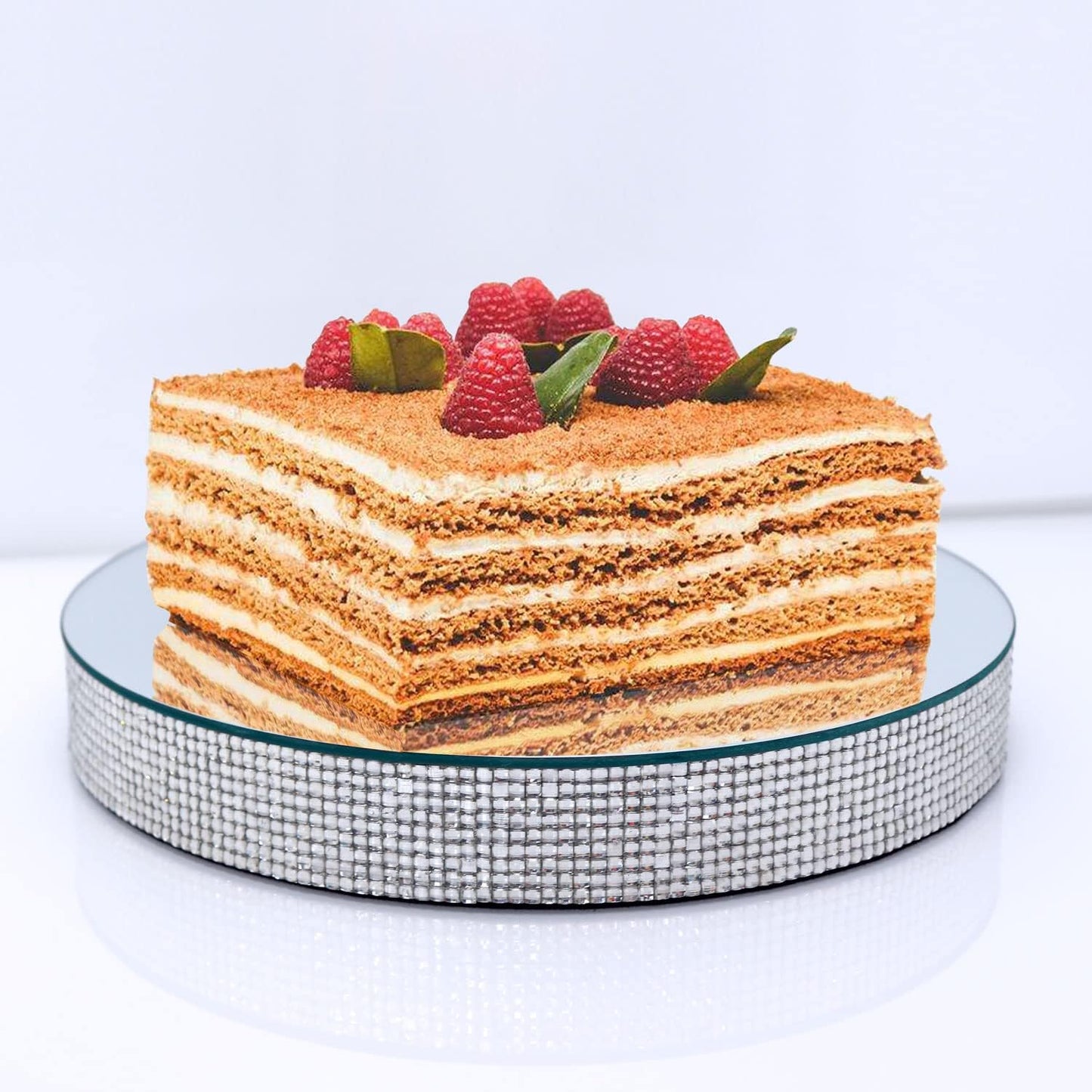 GIMORRTO Diamond Display Riser Stands 3 Set, Glam Accent Table Display Platform for Decorative Pieces, Mirrored Showpeice 3 Pack, Centerpiece Displayer (Round 3PC)