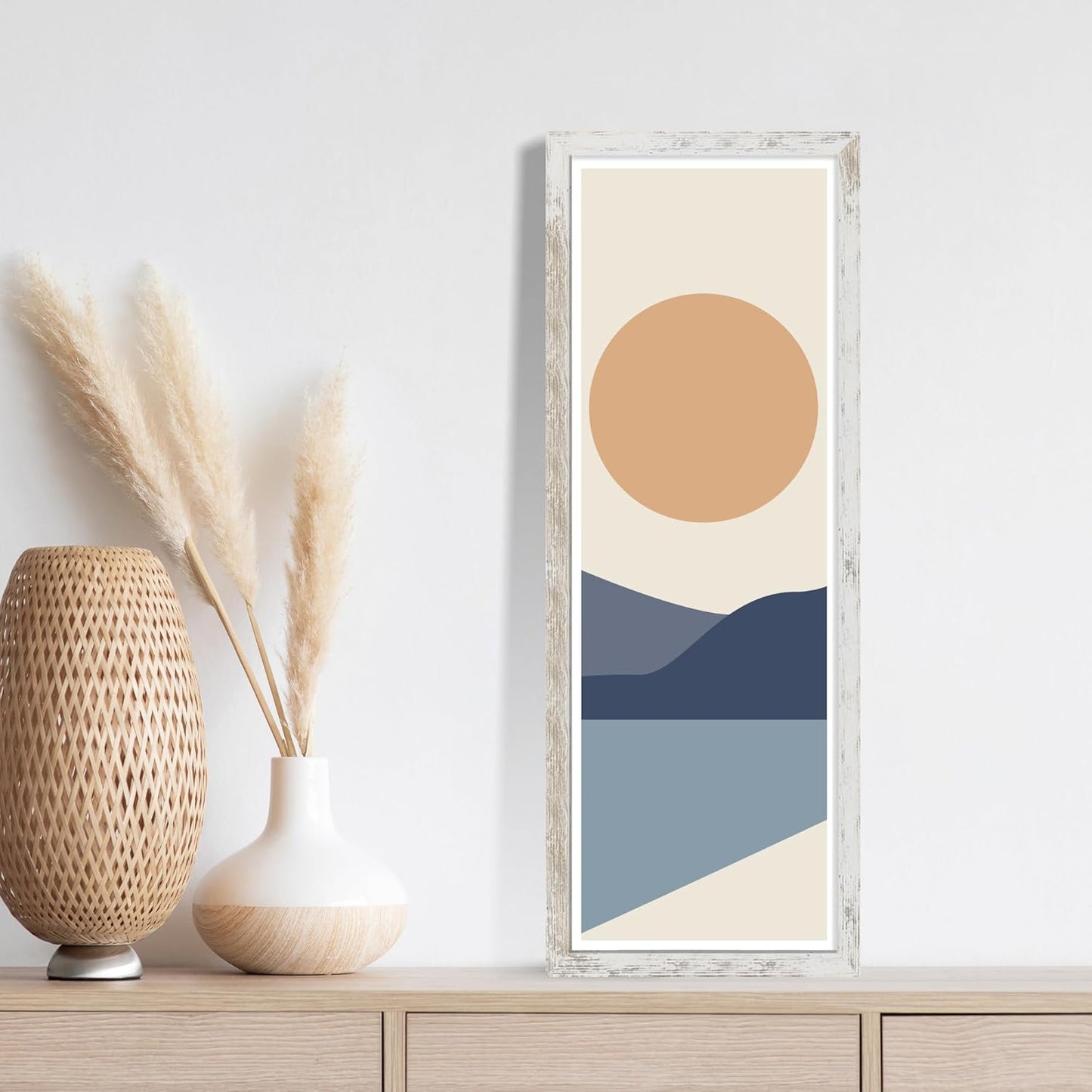 12x36 Picture Frame 2 Packs, Real Glass and Distressed White Wood Frame, Display Collage Pictures Twelve 4x6 With Mat or Pennant 12 x 36 Without Mat - Horizontal or Vertical Wall Mounting