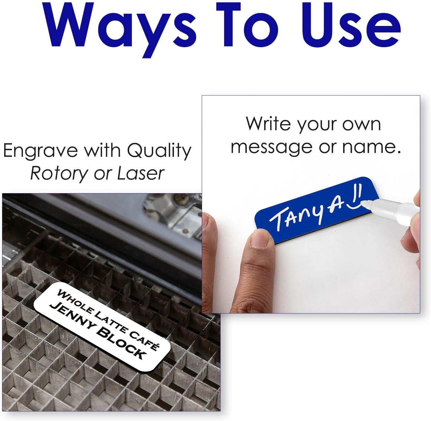 Name Tag/Badge Blanks - 50 Pack - 1" X 3" (Blue) Round Corners, Magnetic Backing