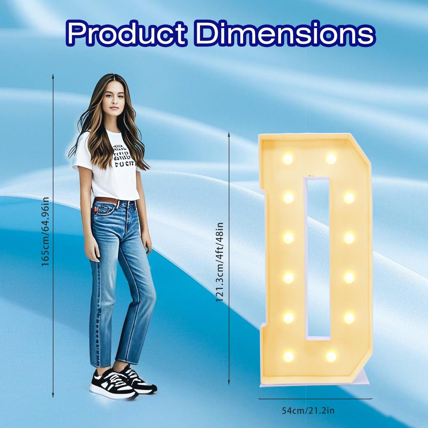 4FT Marquee Plastic Letters D - Light up Letters D Are Made from Corrugated Plastic Board - Quick Assembly Without Tools, Disassembled Components Can Be Used for Garage Sale Signs, Yard Sale Signs