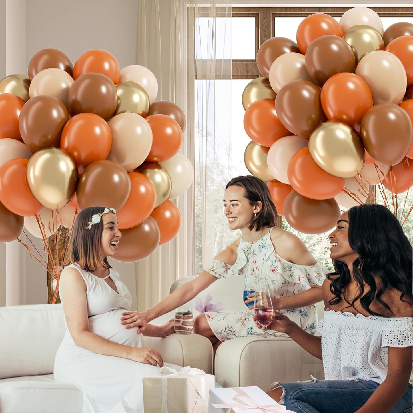 60pcs Fall Balloons 12inch with Brown Sand White Nude Metallic Gold Burnt Orange Balloons for Thanksgiving Fall Baby Shower Birthday Party Decorations