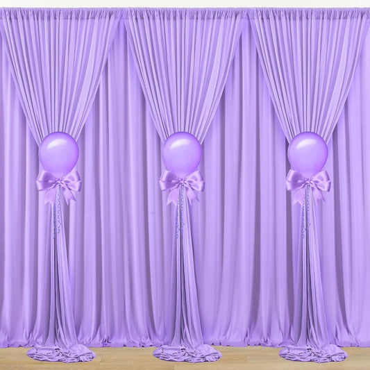 50 ft x 10 ft Wrinkle Free Lavender Backdrop Curtain for Parties, Polyester Light Purple Photo Backdrop Drapes 10 Panels 5x10ft for Baby Shower Photoshoot Wedding Birthday Party Photography Curtains