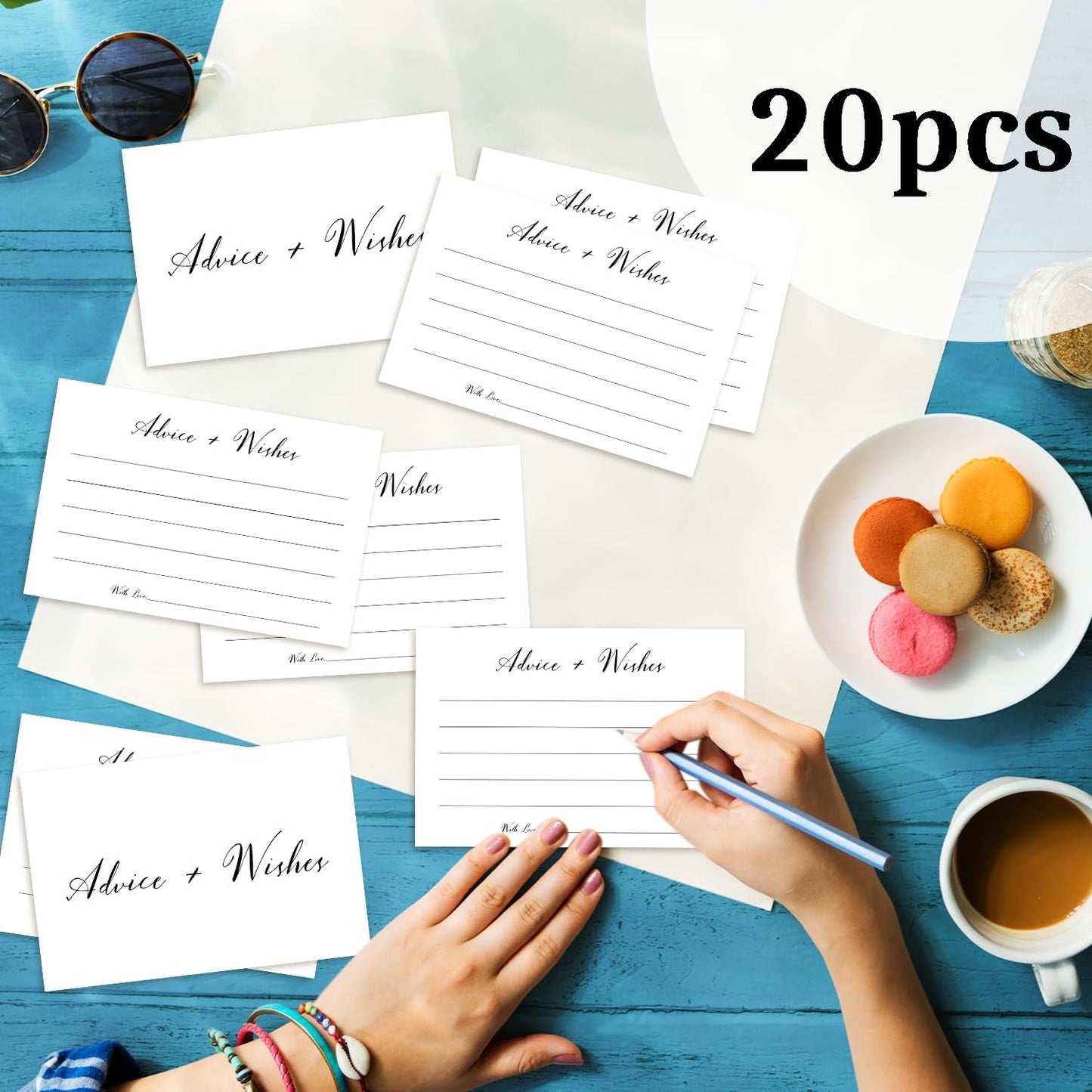 White Advice And Wishes Cards, Advice Cards For Bridal, Wedding, Baby Shower, Mr And Mrs, Graduation, Wishes For Baby Cards Baby Shower, Pack Of 20 4x6 Cards Double Sided Print -01