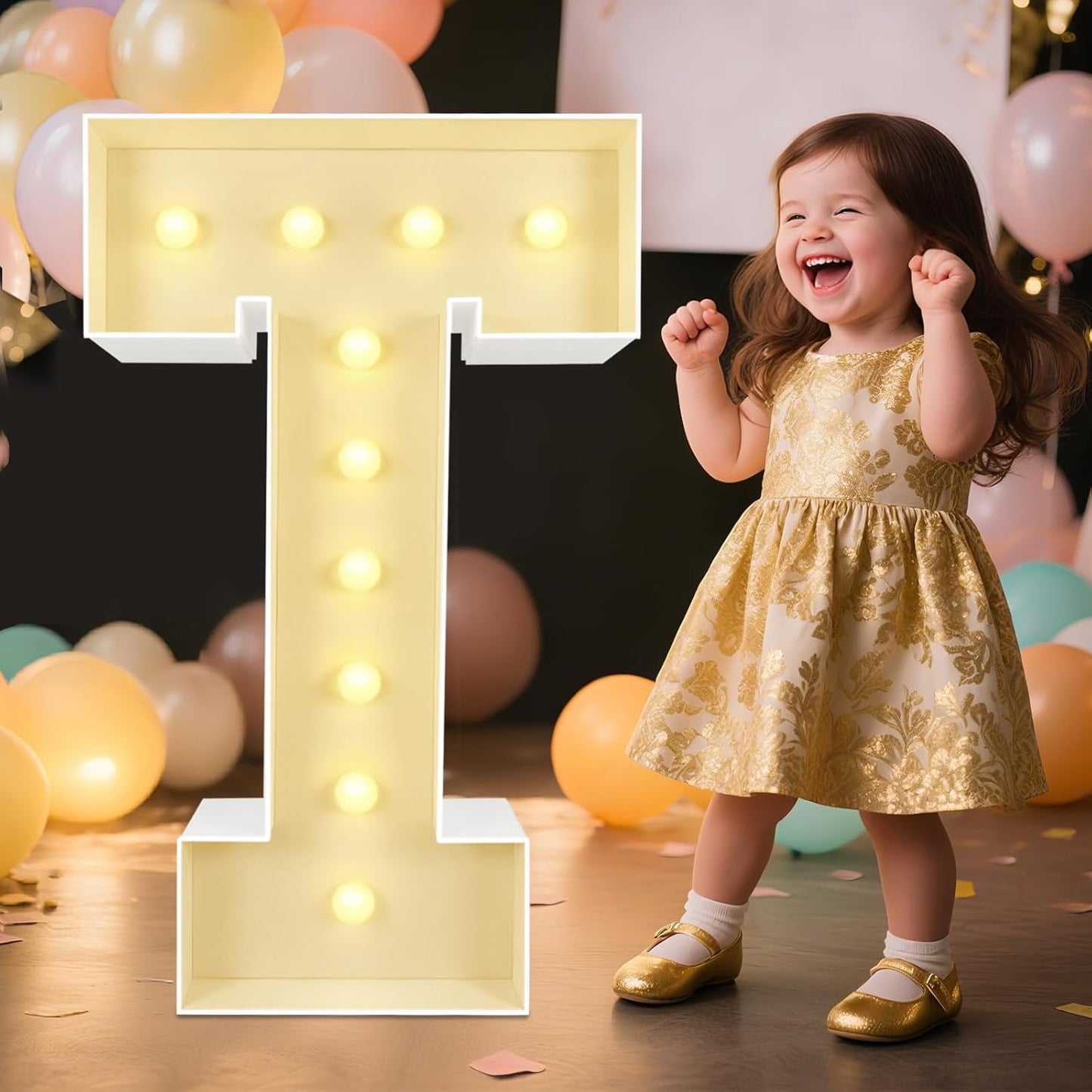 Marquee Light Up Letters: 3FT Large Decorative Signs for Party Decorations Baby Shower Birthday Wedding Engagement Anniversary, 3 Feet Tall Pre-Cut DIY Foamboard Letter T - Easy to Assemble