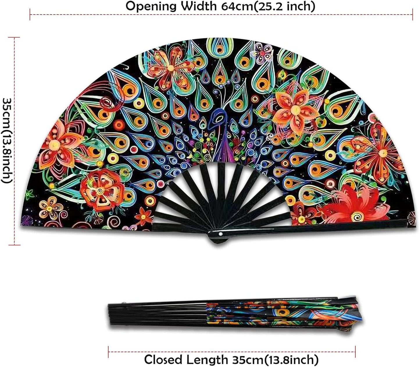 Boots on The Ground Fan, Large Folding Hand Fan for Women and Men, Popping Fans for Line Dancing for Raves, EDM, Dance Party, and Home Decoration