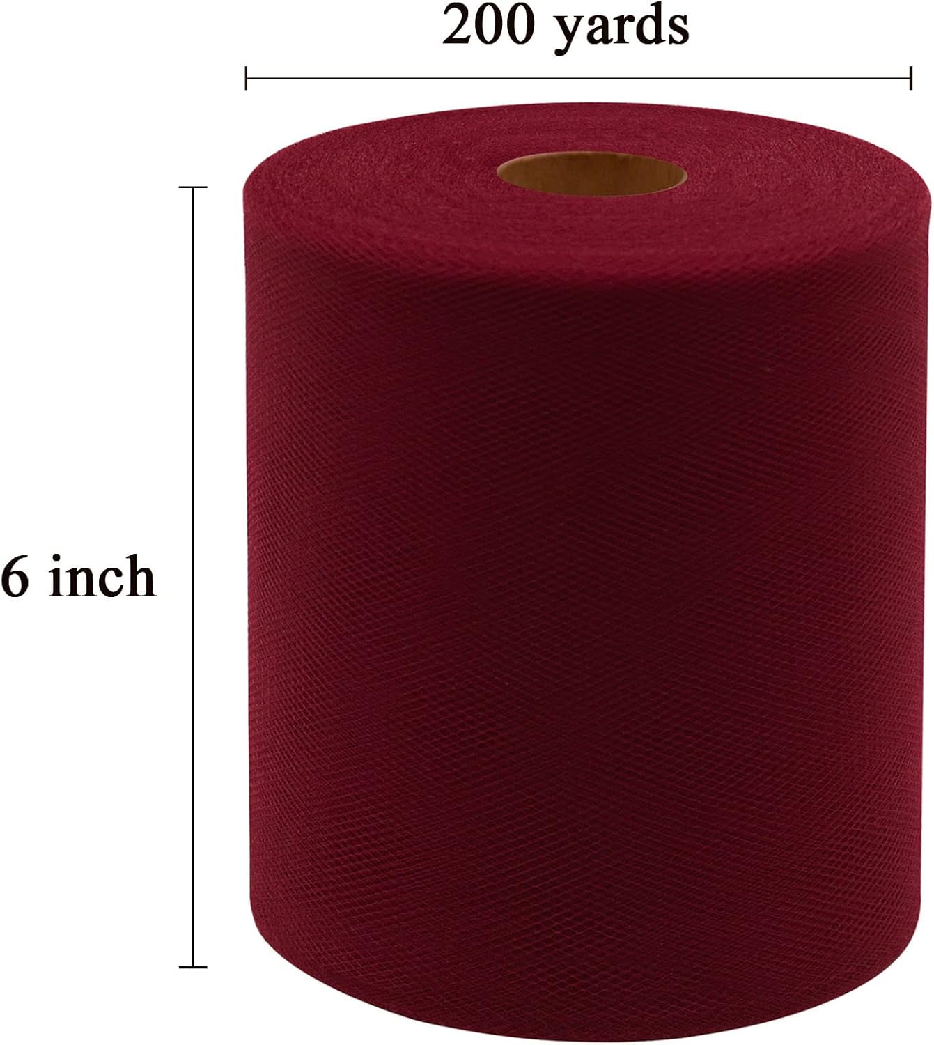 Burgundy Tulle Fabric Rolls 6 Inch by 200 Yards (600 feet) Fabric Spool Tulle Ribbon for DIY Burgundy Tutu Bow Baby Shower Birthday Party Wedding Decorations Craft Supplies