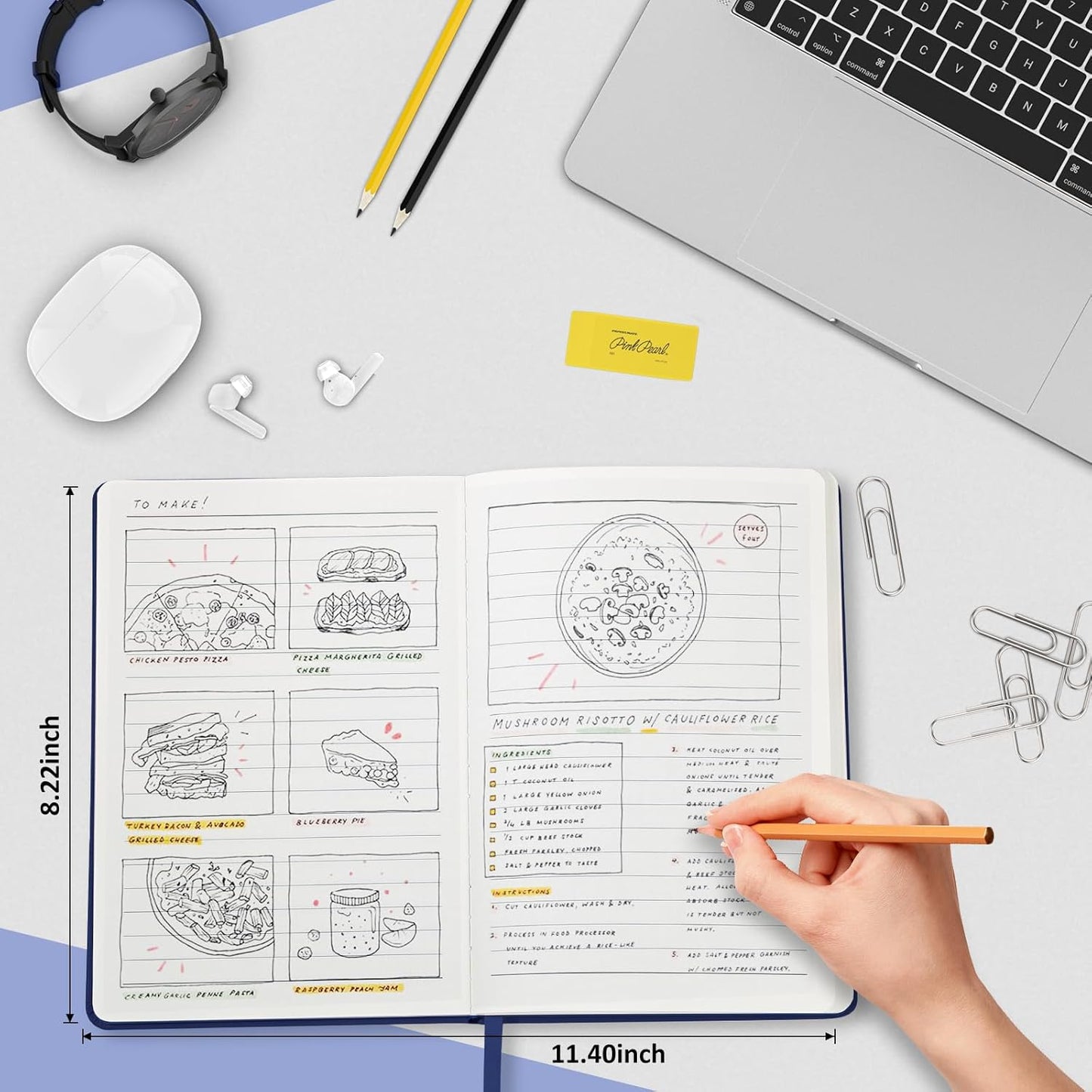 Lined Journal Notebook for Women Men, 200 Pages A5 Hardcover Leather Journals 5.7” x 8.3”, A5 College Ruled Notebooks with 100 GSM Thick Paper for Writing,Travel,School,Office,Work,Business(Blue)