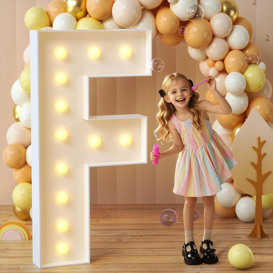 imprsv Marquee Light Up Letters, 4FT Mosaic Letters with Light for Baby Shower Graduation Party Decor, Large F for Engagement Wedding Party Decorations (Need to Assemble)