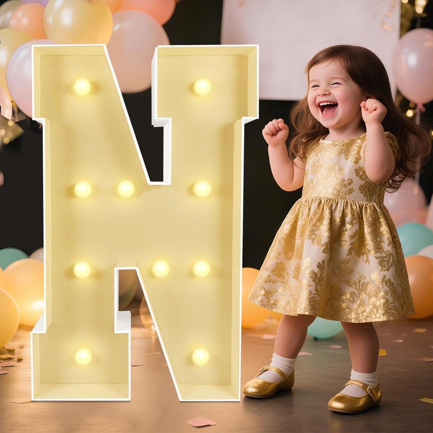 Marquee Light Up Letters: 3FT Large Decorative Signs for Party Decorations Baby Shower Birthday Wedding Engagement Anniversary, 3 Feet Tall Pre-Cut DIY Foamboard Letter N - Easy to Assemble