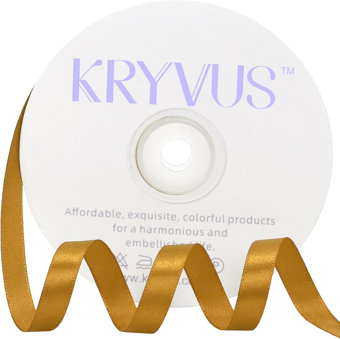 Gold Satin Ribbon 3/8 inch X Continuous 50 Yards, Single Face Polyester Ribbon Perfect for Gift Wrapping, Flower Bouquet, Wedding Decor, Crafts, Bow Making, Sewing and More