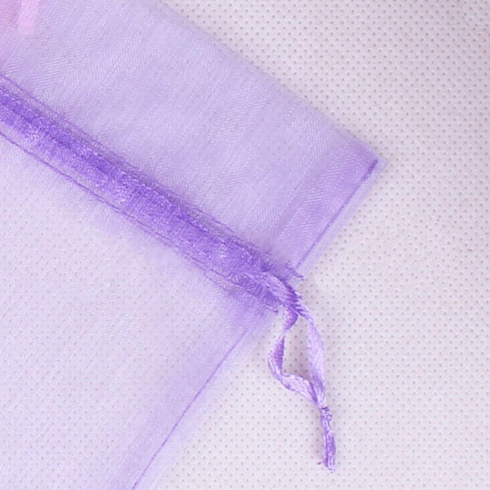 Wudygirl 100pcs Sheer Organza Bag 5 x 7 Inch Lavender Drawstring Transparent Jewelry Pouches Lipstick Baby Shower Party Wedding Holidays Favor Candy Bags(Lilac 5x7'')