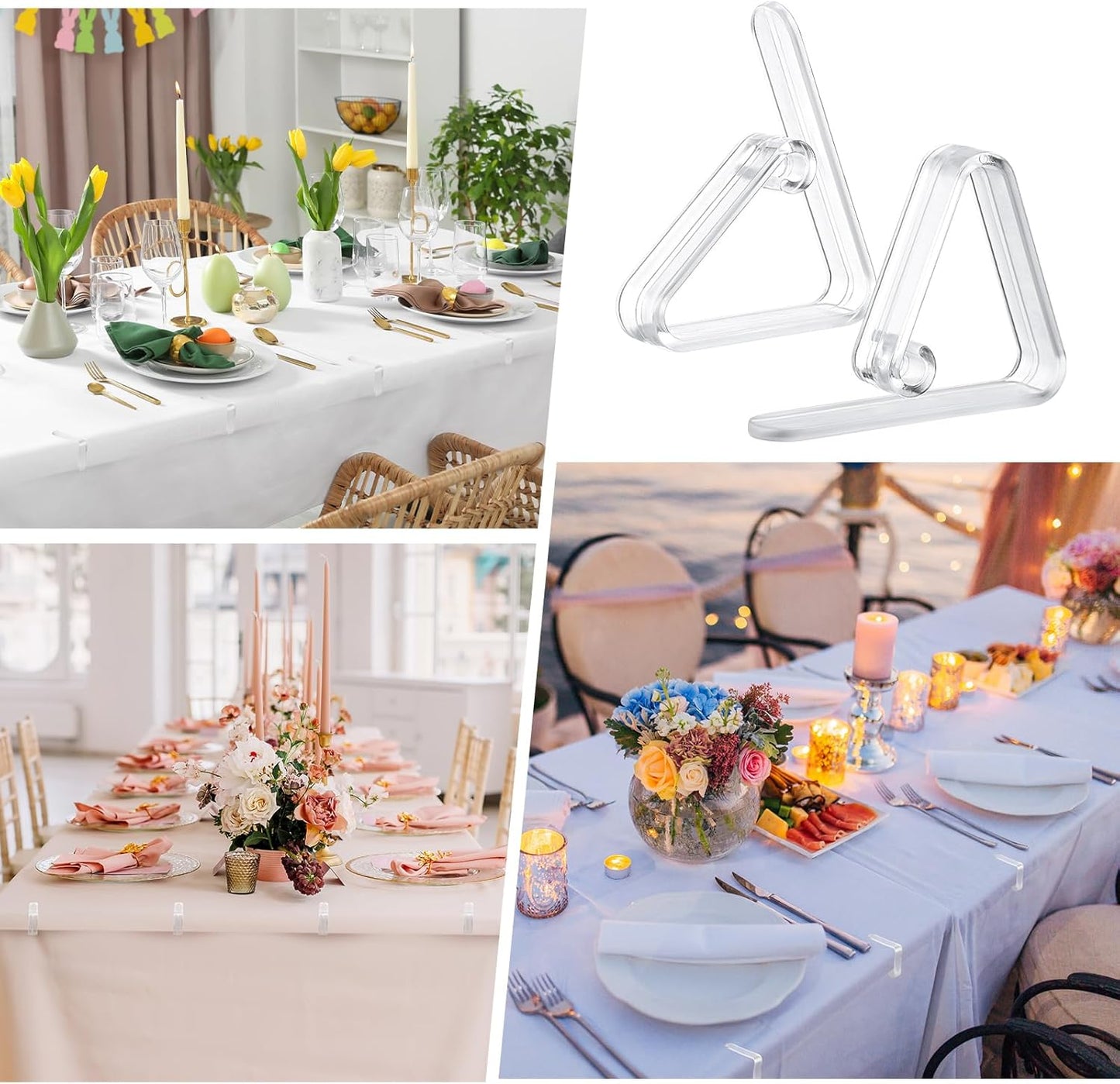 Wenqik 240 Pcs Tablecloth Clips Transparent Clear Plastic Table Cloth Holders Clips Table Cloth Clamps for Indoor Outdoor Birthday Home Wedding Camping Picnic Party Supplies