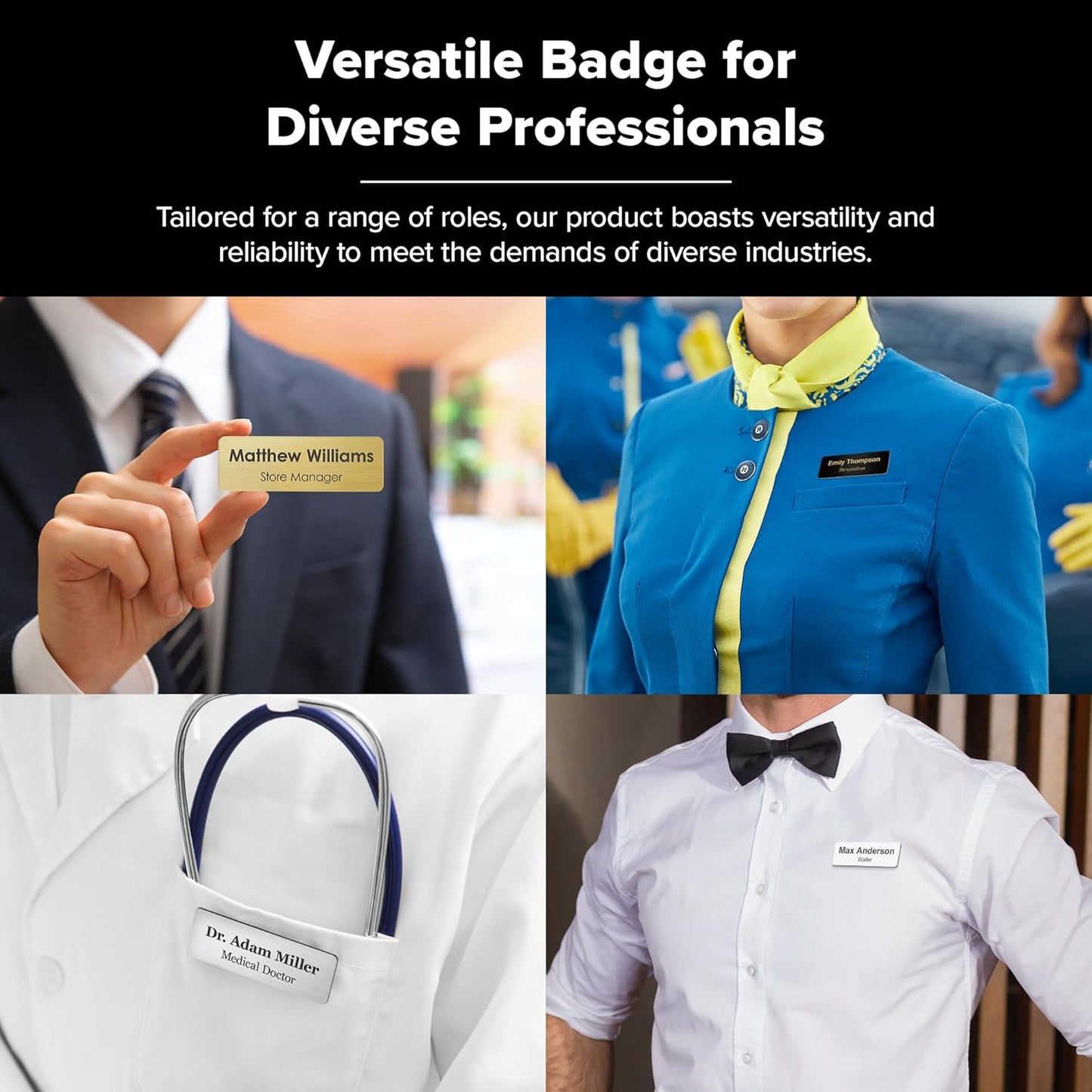 Magnetic Name Tag by My Sign Center - Black and White, Personalized, 1.5x3 Inches, Durable Engravable Impact Material, Made in The USA