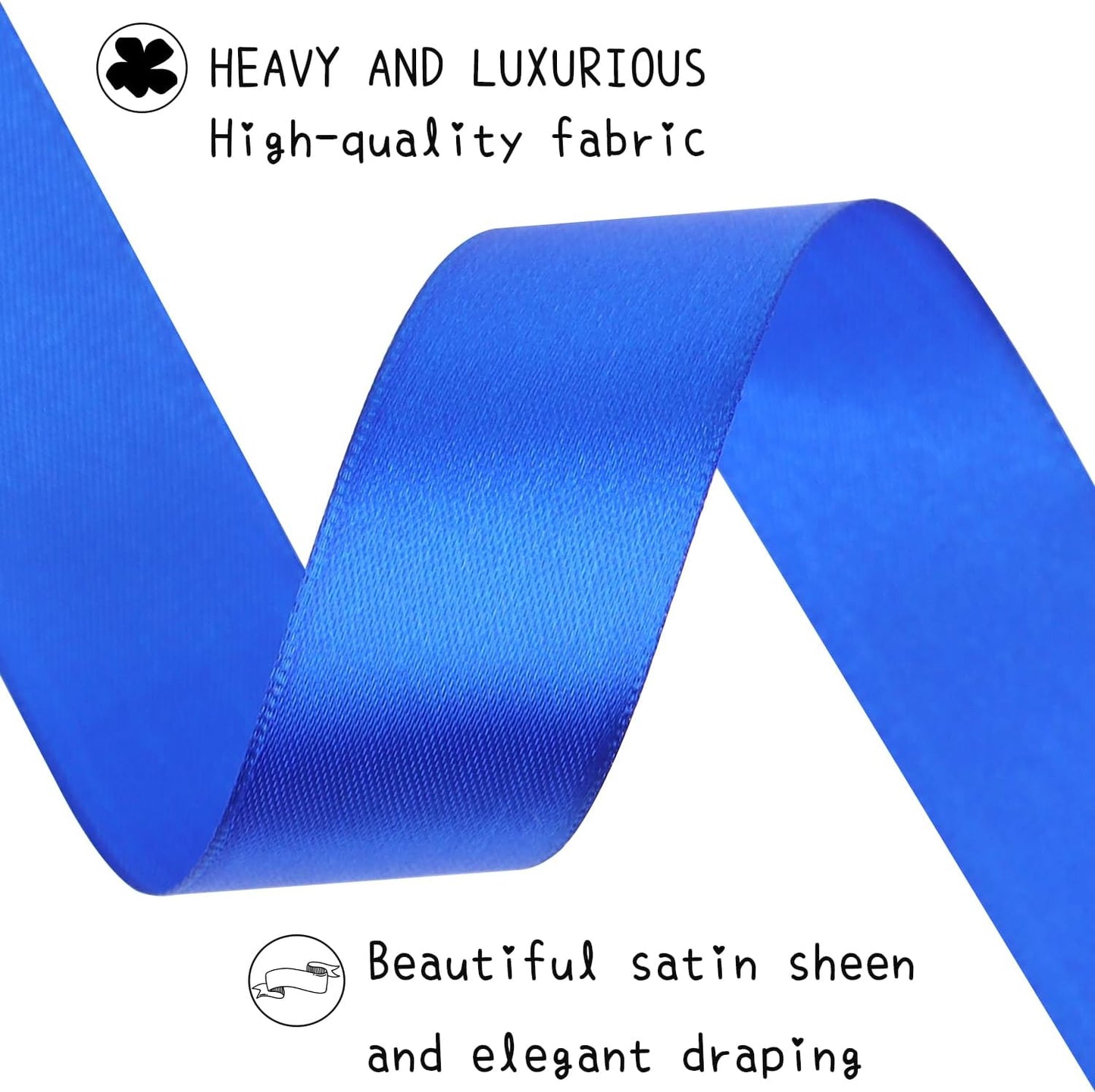 Blue Solid Satin Ribbon 1 Inch 25 Yards Solid Polyester Fabric Ribbon for Gift Wrapping Wedding Christmas Baby Shower Birthday Party Decoration Handmade Immortal Flower Craft