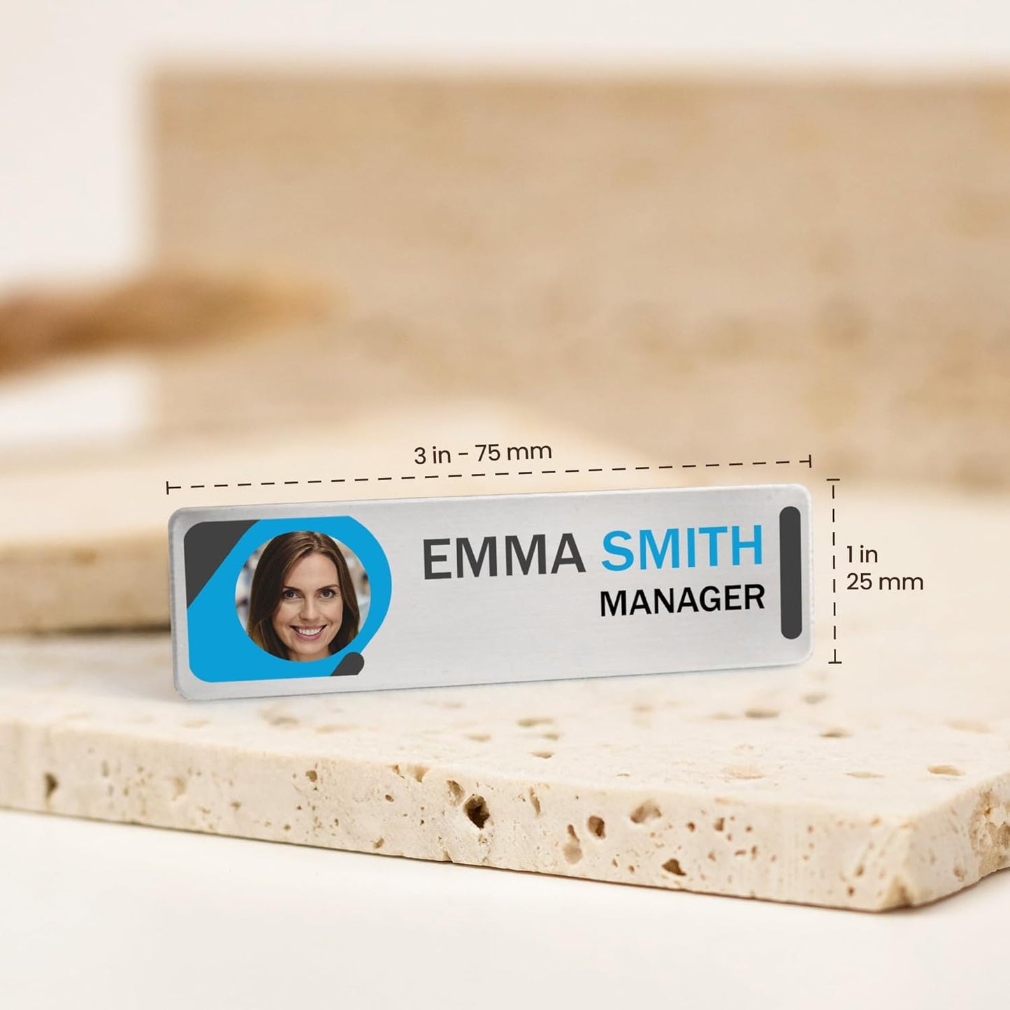 Personalized Name Tag Badges Identification Customized with Text & Logos, Acrylic Name ID for Clothing with Pin or Magnetic Backing, Gold & Silver Plates for Business or Employees (Your own Design)