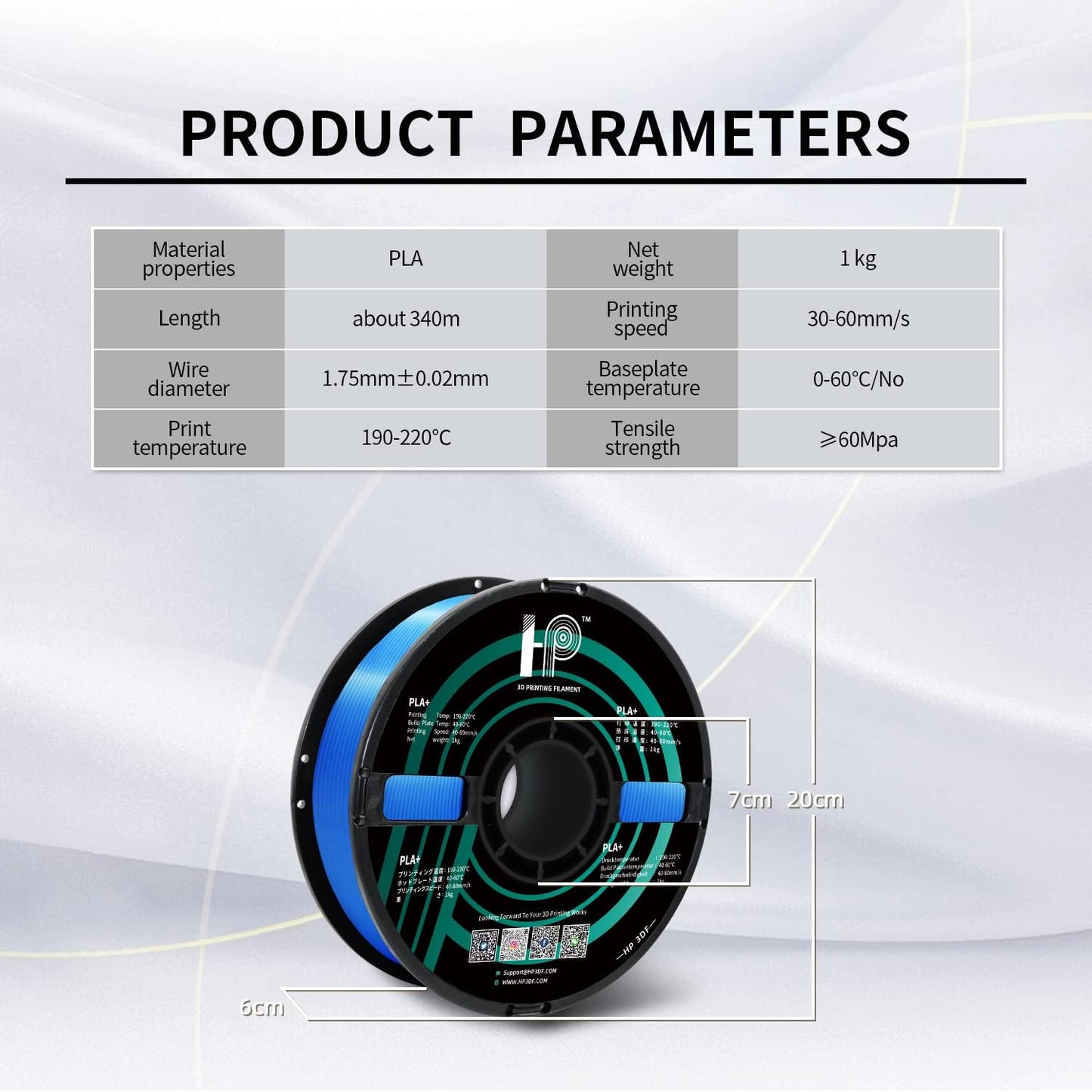 PLA Filament, Silk PLA, 3D Printer Filament, PLA Filament 1.75mm Dimensional Accuracy +/- 0.02mm, 1KG Spool (2.2 lbs), Fit Most FDM Printer (Silk Blue)