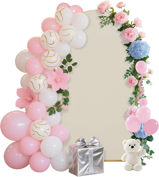 6.6FT Wedding Arch Covers Arch Backdrop Cover Arch Stand Covers Set Arch Cover Spandex Fabric Stretchy Backdrop for Wedding Birthday Party Decoration Baby Shower (Off-White)