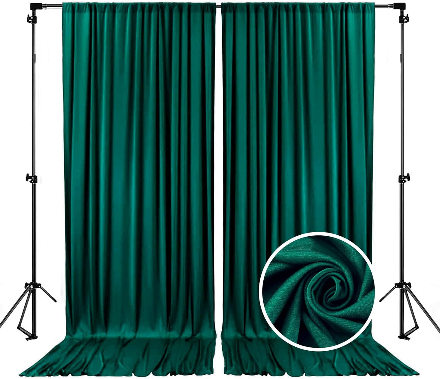 10 x 7 Feet Lake Green Backdrop Curtain for Partie, Background Curtains for Photoshoot, Birthday, Wedding, Halloween, Thanksgiving, Christmas, New Year Party Decorations 5Ft x 7Ft, 2 Panels