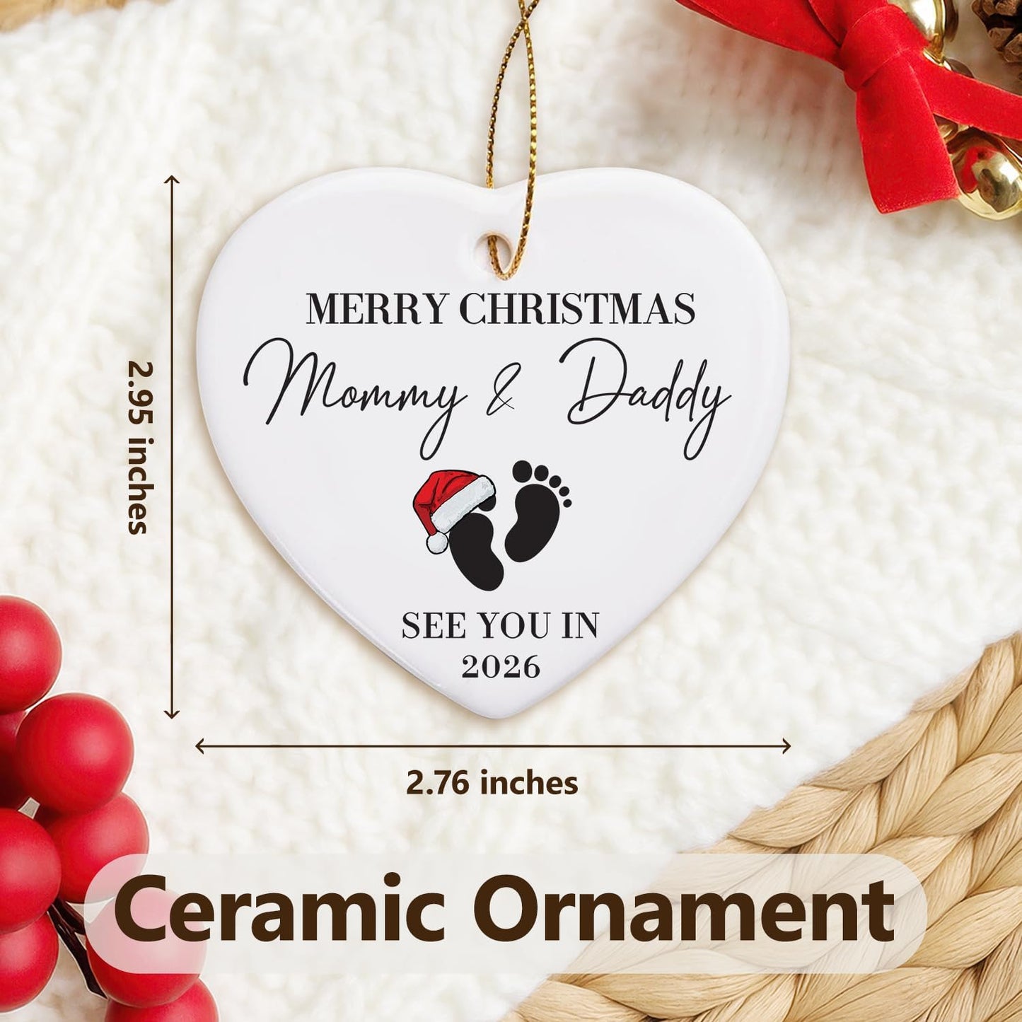 NewEleven Pregnancy Announcement Gifts for Husband Wife Family, Gender Reveal Gifts, Pregnancy Gift for Expecting Mom, for New Mom, New Dad, New Parents - Ornament