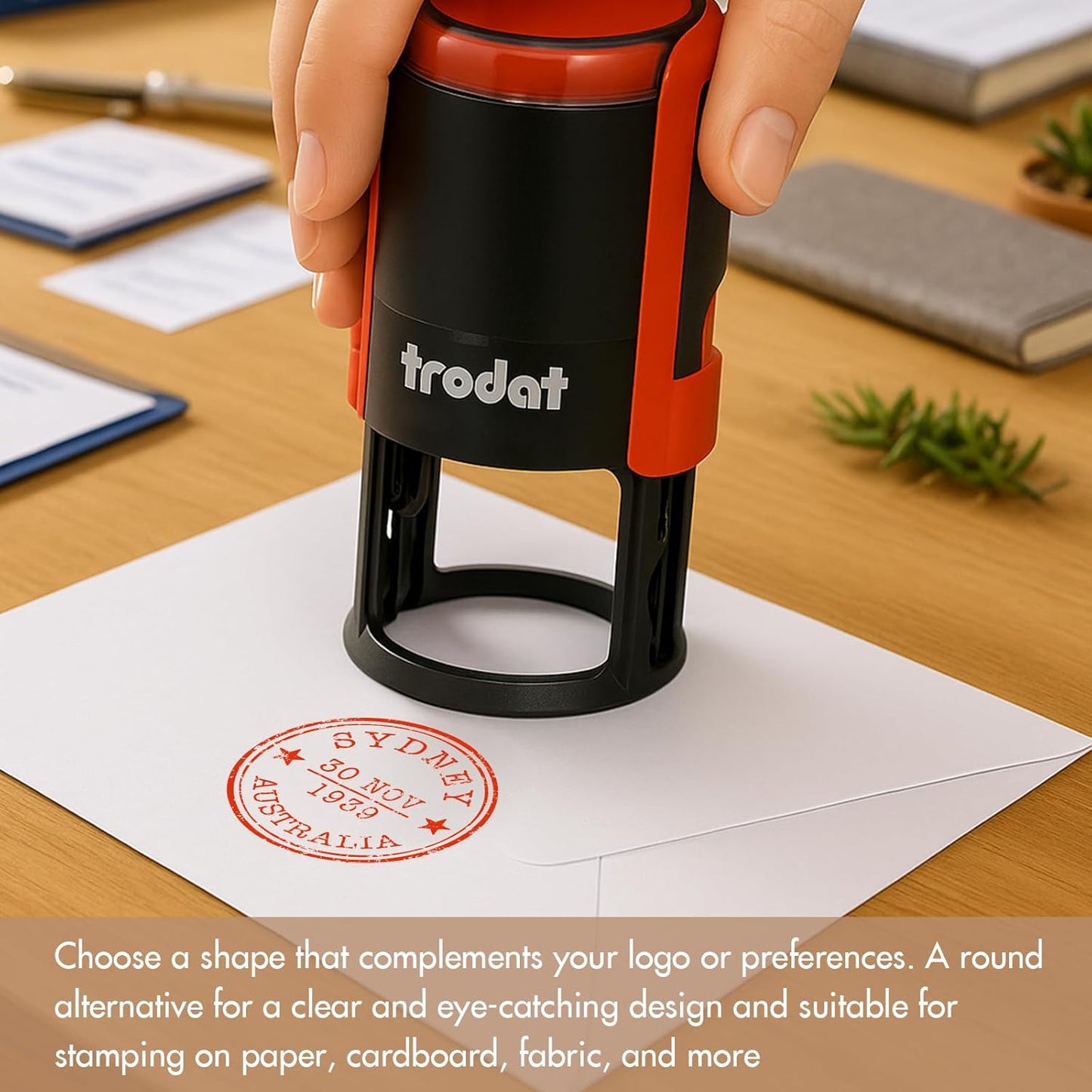 Custom Logo Stamps Self Inking, Customized Address Name Stamp, Personalized Stamp Image or Text,4 Different Sizes,5 Ink Color Options (Round)