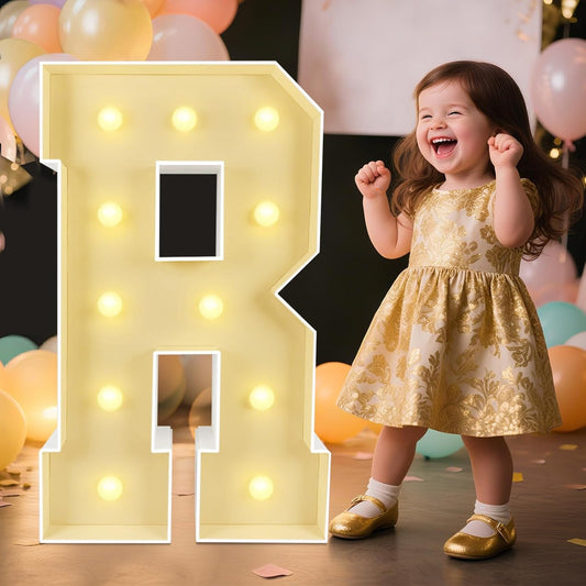 Marquee Light Up Letters: 3FT Large Decorative Signs for Party Decorations Baby Shower Birthday Wedding Engagement Anniversary, 3 Feet Tall Pre-Cut DIY Foamboard Letter R - Easy to Assemble
