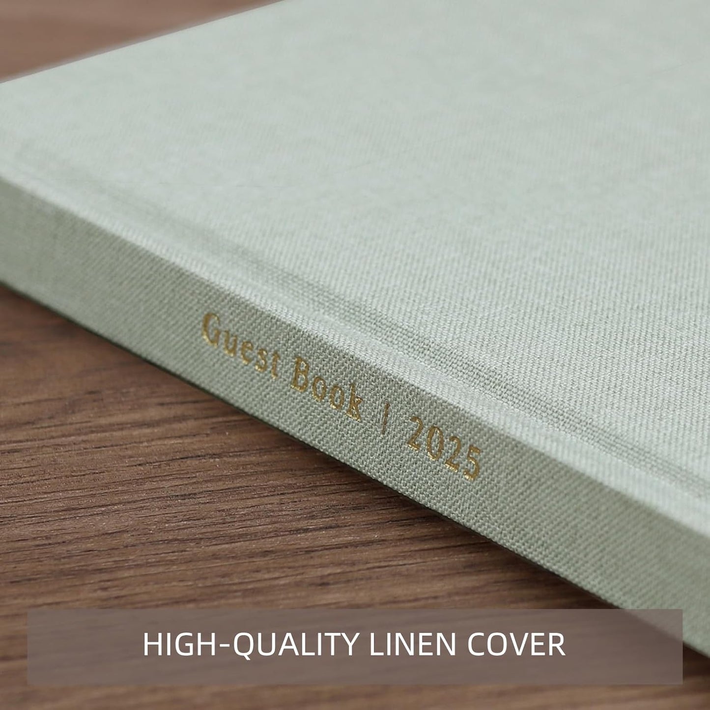 Elegant Guest Book for Wedding Reception, Beautiful Guestbook for Baby Shower and Wedding Decor, 100 Blank Pages for Sign in, Polaroid Pictures and Photos, Linen Cover (2025, Sage)