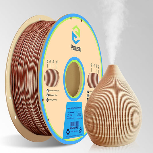 YOUSU Wood PLA Filament 1.75mm 1KG,Multicolor 3D Printer Filament,Real Wood Fibers Added 3D Printing Filament,Fits for Most FDM 3D Printers,Maple