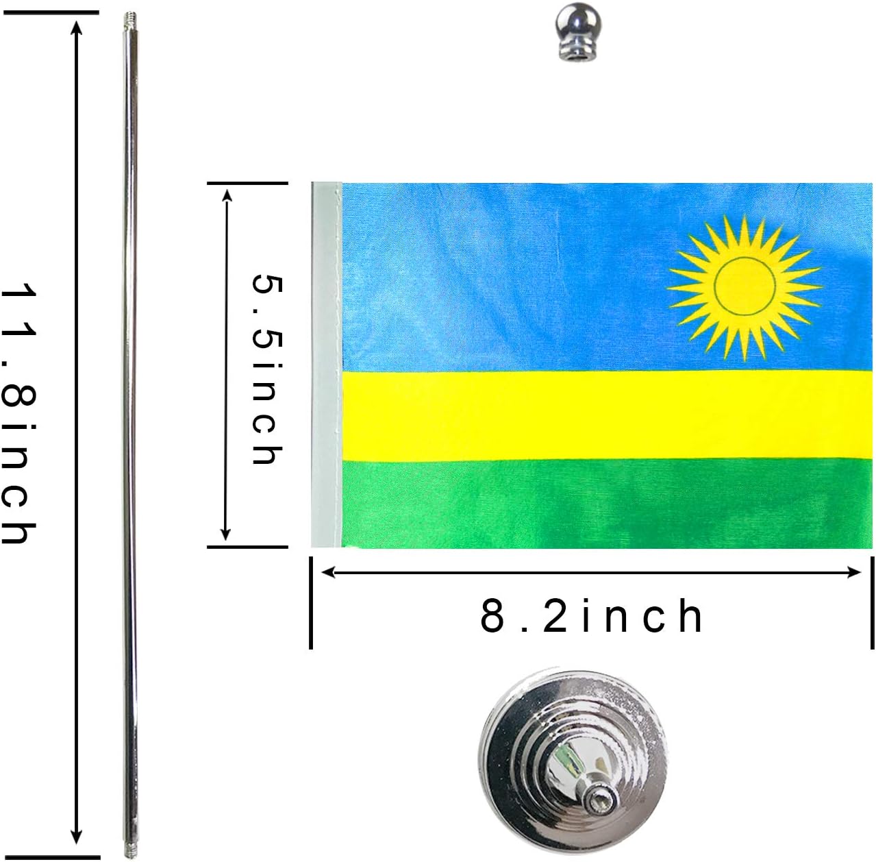 GentleGirl.USA Rwanda Table Flags,Stick Small Mini Rwandan Flag Office Desk Flag on Stand with Stand Base, International Festival Rwanda Theme Party Decoration,Home Desk Decoration