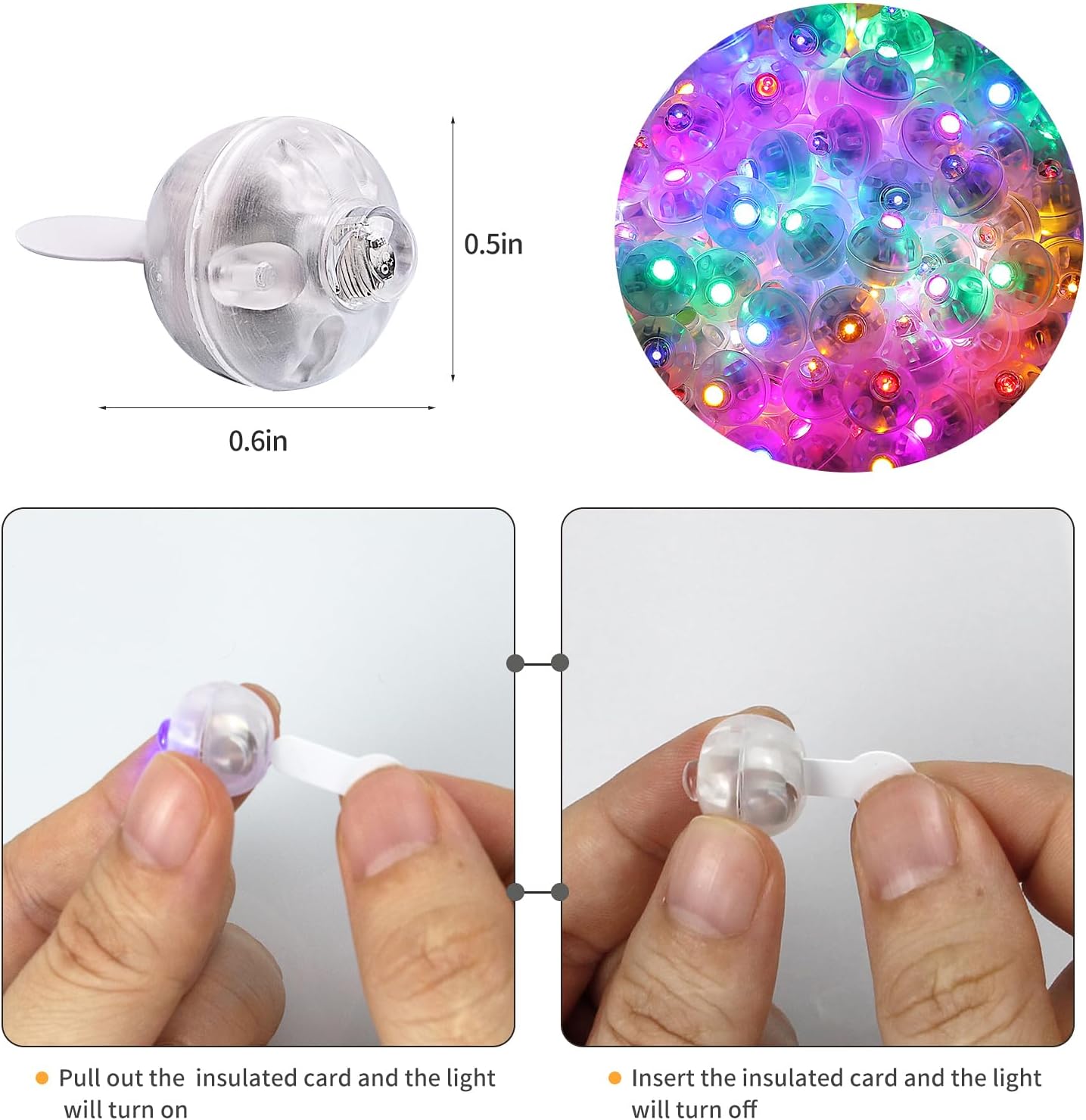 Aogist 100Pcs 10-Colors Balloon Lights with Hook,Long Standby Time,Waterproof Mini Light for Birthday Party Wedding Christmas Halloween Easter Decorative (Flash)