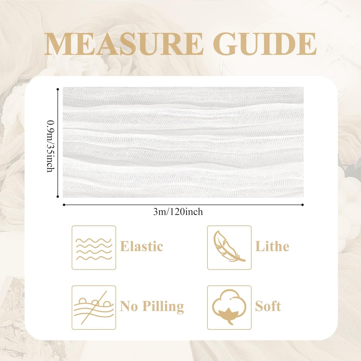 Asee'm 3pcs Cheesecloth Table Runner 120 Inches Long Ivory Boho Gauze Cheese Cloth Runner 10FT Rustic Sheer Table Runners for Christmas Wedding Party Baby Shower Spring Easter Decoration