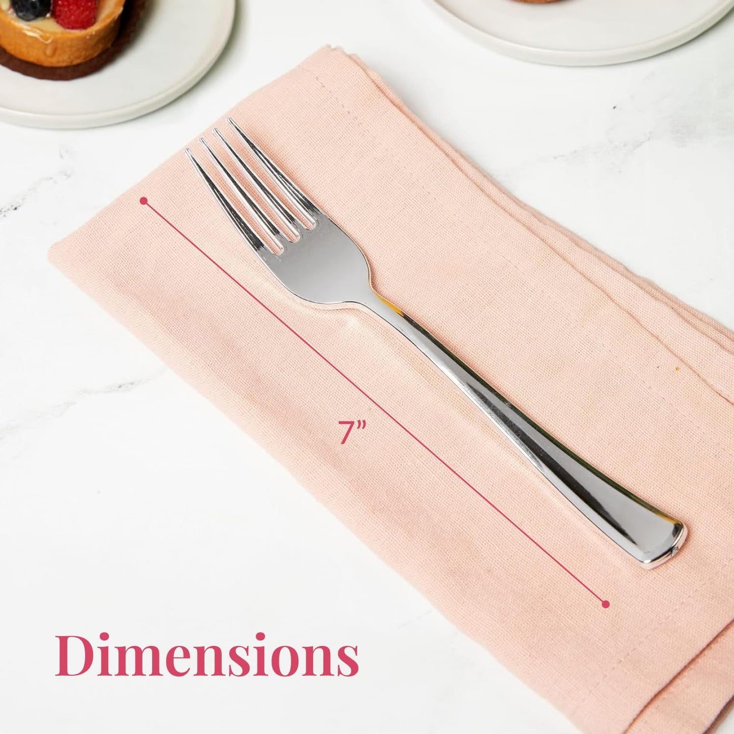 Prestee 100 Pack Silver Plastic Forks Heavy-Duty - Elegant Disposable Silverware Forks - Fancy Plastic Silver Cutlery Set - Heavyweight Utensils for Party, Holiday, and Events