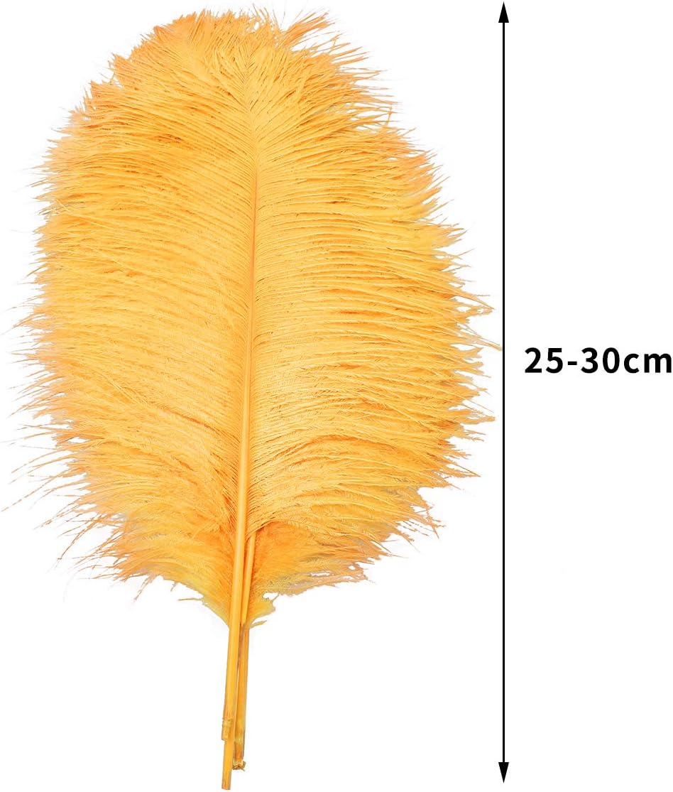 24pcs Natural Luxury Gold Ostrich Feathers 10-12inch (25-30cm) for Wedding Party Centerpieces，Flower Arrangement and Home Decoration.