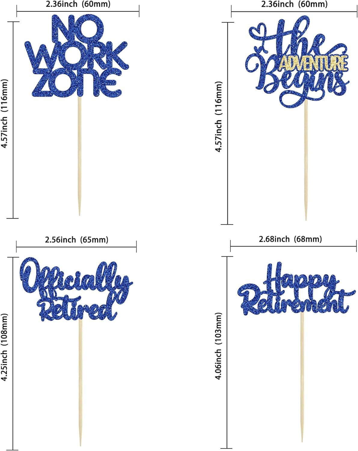 24Pcs Happy Retirement Cupcake Toppers Officially Retired Cake Toppers No Work Zone Adventure Begins Cupcake Picks Retirement Theme Farewell Birthday Party Decorations Supplies Dark Blue
