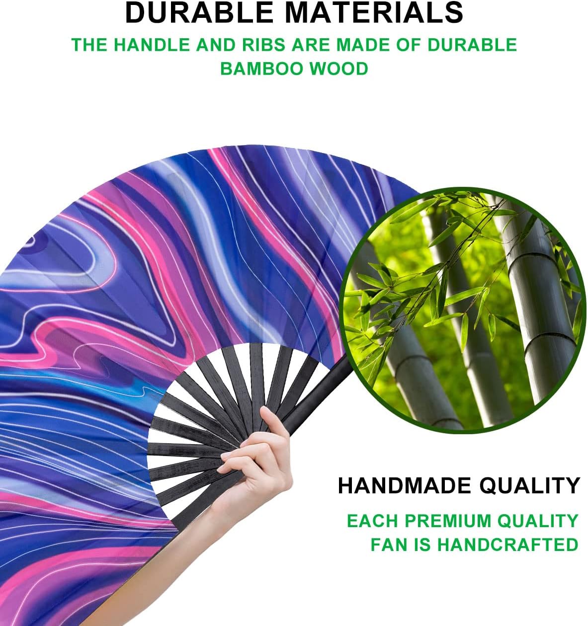 Amajiji Large Folding Hand Rave Fan Popping Fan for Line Dancing Clacking Fans for Boots On The Ground Dance,Party,Decoration,Festival (Purple Basses)