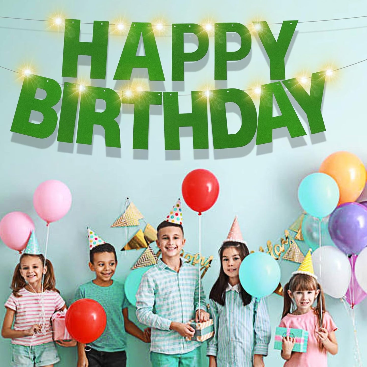 167Pcs DIY Glitter Customizable Banner Kit Custom Banner DIY Happy Birthday Letter Banners Personalized Banners Decor for Christmas St.Patrick's Day Birthday Party Decorations Supplies(Glitter Green)