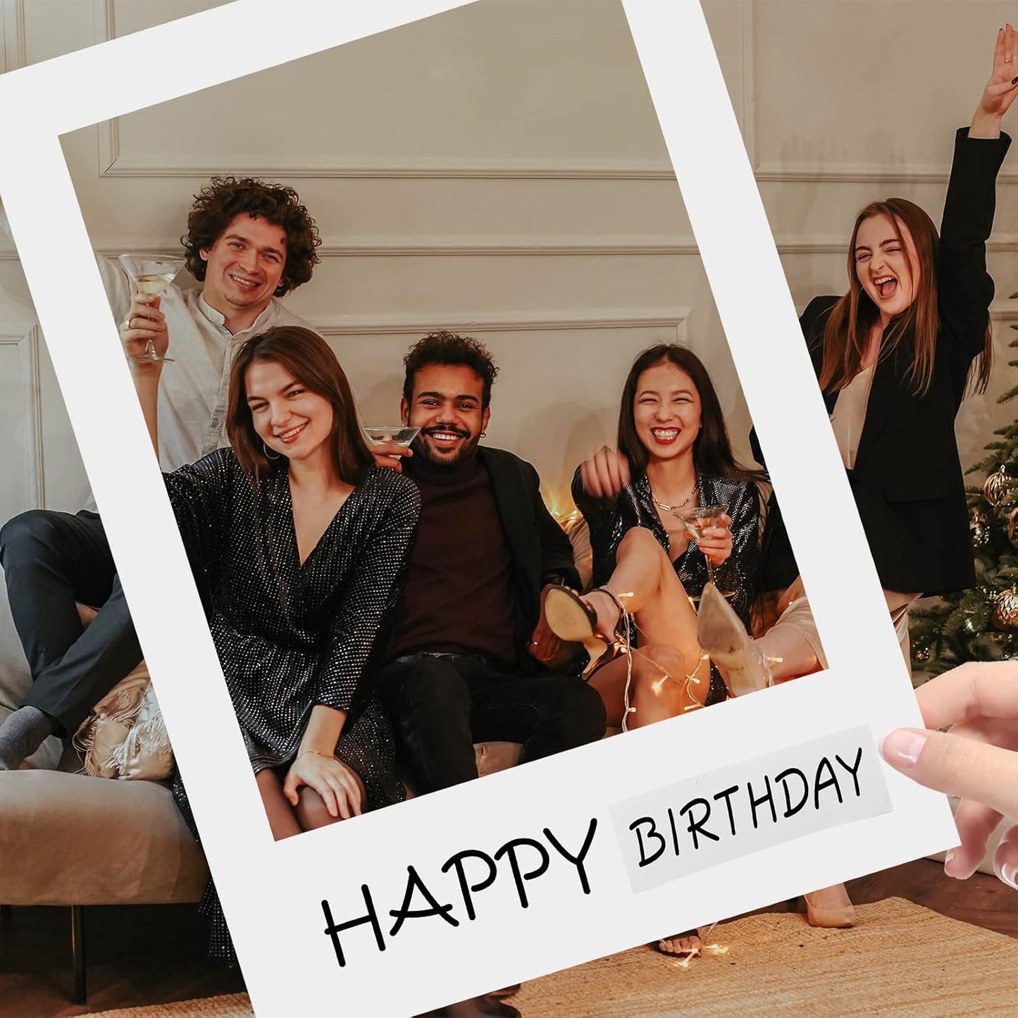LUOEM Happy Birthday Party Frame Photo Prop Birthday DIY Paper Picture Frame Cutouts Photo Booth Props for Party Supplies