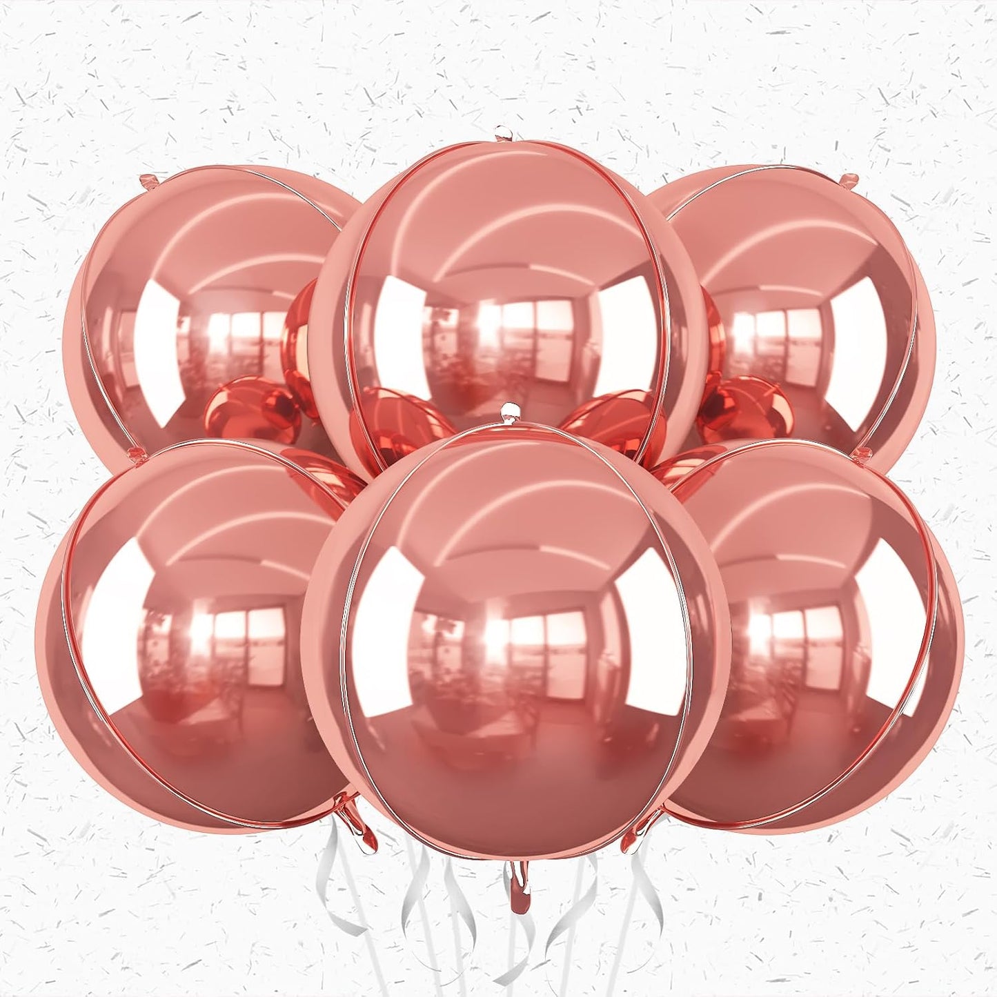 6Pcs Rose Gold Round Foil Balloons,Giant 4D Round Ball Balloons,22 Inch Metallic Rose Gold Balloon for Birthday Wedding Graduation Prom Party Decorations